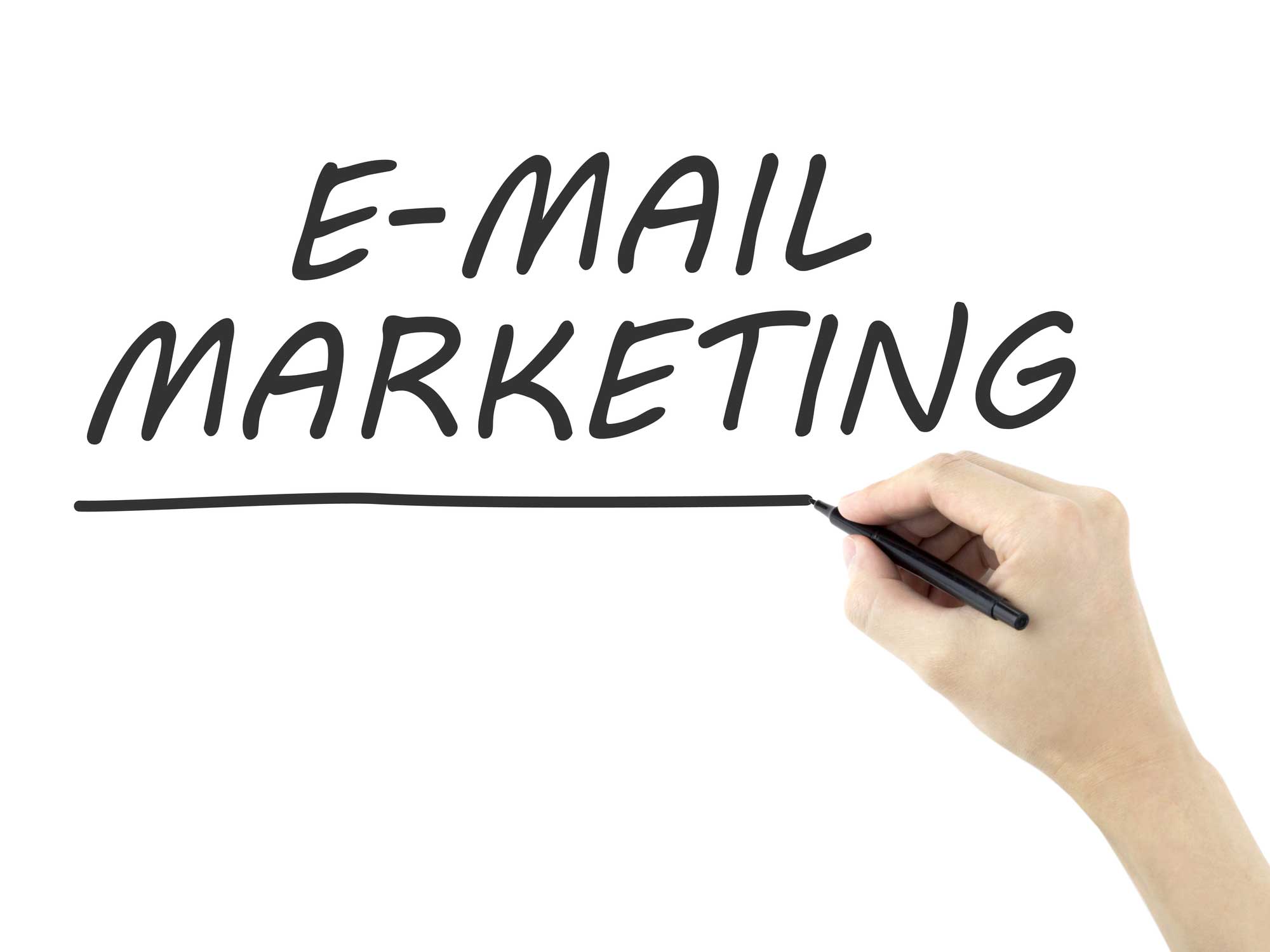 handing holding marker underling E-mail Marketing