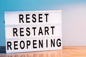 image of rest restart reopening sign
